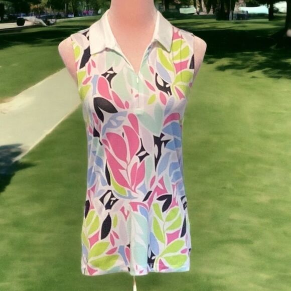 TOMMY BAHAMA NWT WOMENS ACTIVE FLORAL QUARTER ZIP GOLF POLO SHIRT XS - Picture 3 of 5